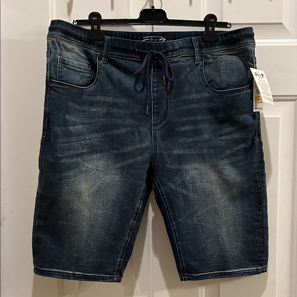 Seven7 Dark Blue Jean Shorts with Drawstring